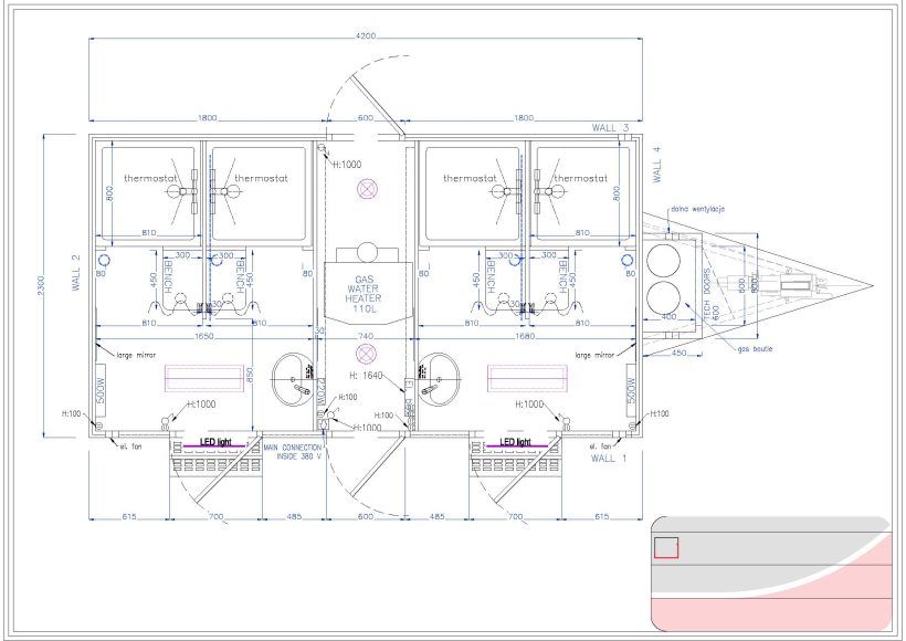 mobiele douchewagen op vier wielen van het merk easywagon