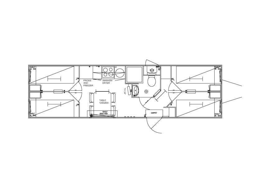 Mobiele woonunit 9 meter met 2 of 4 slaapkamers van het merk easywagon