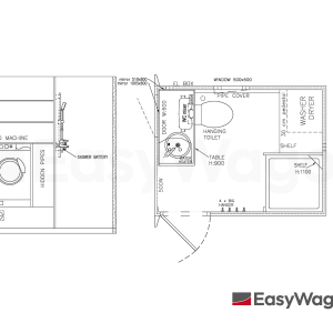 TYPE 240: Toilet - Douchewagen - vermaalpomp -Was/droog Combinatie