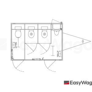 TYPE 320: Toiletwagen - 3 toiletten - 1 urinoir - vermaalpomp