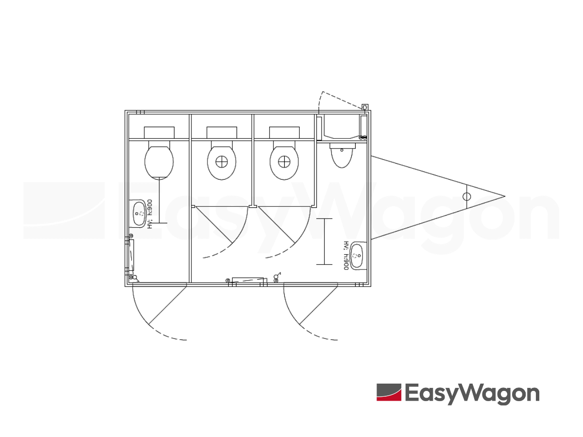 TYPE 260: Toiletwagen - 3 toiletten - 1 urinoir - vermaalpomp2