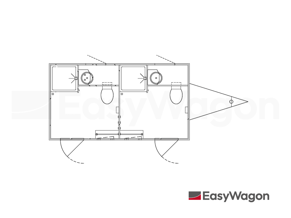TYPE 418: Toilet - Douchewagen - 2 douches - vermaalpomp -Was:droog Combinatie2