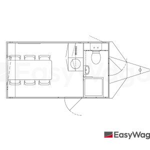 TYPE 436: Schaftwagen/kantoor - 6 personen - 1 toilet - 2 deuren