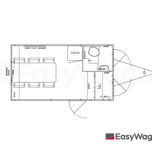 TYPE 450: Schaftwagen/kantoor - 6 personen - tanktoilet - gereedschapskamer - 3 deuren
