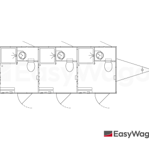 TYPE 518: Toilet - Douchewagen - 3 douches - vermaalpomp -110 riolering