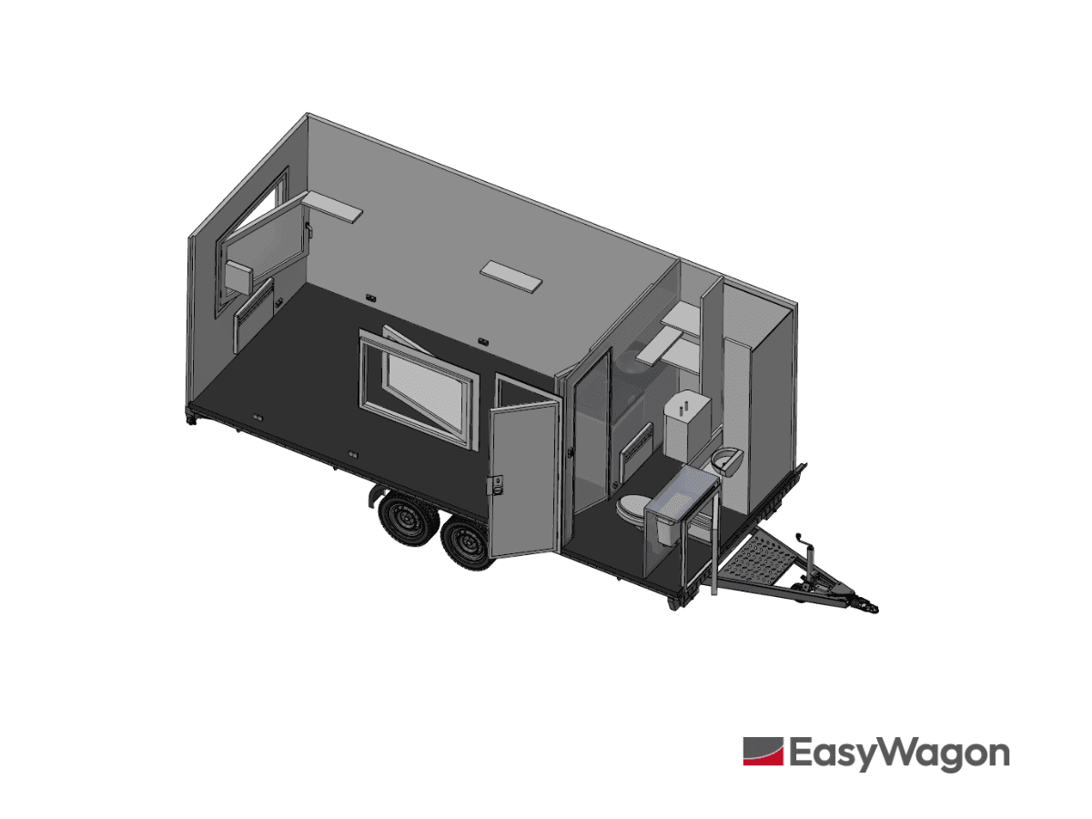 TYPE 570: Slaapwagen - bed 2 personen - keuken - 1 douche - 1 toilet1