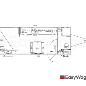 TYPE 660: Slaapwagen - bed 2 personen - 1 slaapkamer met schuifdeur - keuken - 1 douche - 1 toilet