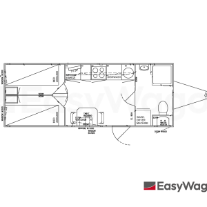 TYPE 660: Slaapwagen - bed 2 personen - 2 slaapkamers met schuifdeur - keuken - 1 douche - 1 toilet