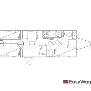 TYPE 733: Slaapwagen - bed 3 personen - 2 slaapkamers met schuifdeur - keuken - 1 douche - 1 toilet