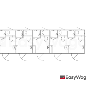 TYPE 918: Toilet - Douchewagen - 5 douches - vermaalpomp -110 riolering
